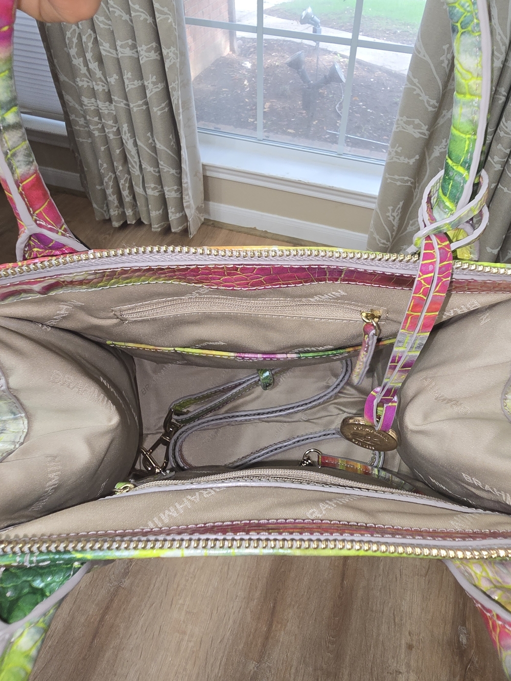 Brahmin Multicolor Croc-Embossed Top-Handle Satchel - Picture 6 of 6